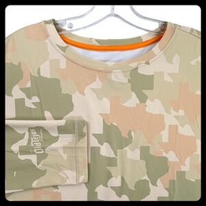 Old Tejas Tex-Flex Fishing UV Shirt Men XXL Tan Green Texas Camo Long Sleeve
